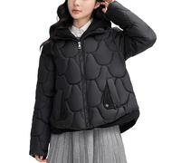MJGkhiy Chaqueta de plumón para mujer, ligera, corta de invierno, cortavientos, con capucha, informal, acolchada, talla grande, cálida para otoño, con cremallera, elegante chaqueta acolchada y cómoda