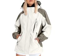 MJGkhiy Chaqueta impermeable para mujer de gran talla, ligera, con capucha, para senderismo, camping, chaqueta cortavientos, softshell, para exterior, chaqueta deportiva de viaje, beige, 4XL