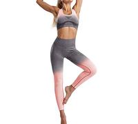 MJGkhiy Conjunto deportivo gimnasio mujer venta 2 piezas Fitness cultivos Tops y Leggins cintura alta trajes de entrenamiento ropa de yoga sin costuras traje deportivo con curvas para curso Gym,