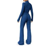 MJGkhiy Conjunto Mujer Punto Talla Grande Casual 2 Piezas Pantalon y Jersey Conjuntos Invierno Cómodo Moda Ancha Traje Knitted Cuello Alto Sweaters Leisure Pantalones de Pierna Loungewear