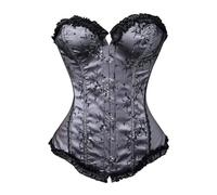MJGkhiy Corsé de mujer blanco medieval cinturón corset pirata bustino push up shapewear lencería gótico bustini vintage corpiño top Halloween banda elástica corsés fiesta carnaval, plateado, S
