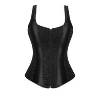 MJGkhiy Corsé de mujer medieval elegante cinturón corset Halloween bustini push up corsé top pirata bustino vintage shapewear lencería steampunk banda elástica corsés carnaval fiesta, Negro , XL