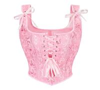 MJGkhiy Corsé de mujer negro con curvas, banda elástica, corsés gótico, bustini vintage, corset steampunk, bustino Push Up Shapewear Lencería Halloween Corpiño Top Pirata Fiesta, Rosa, XS