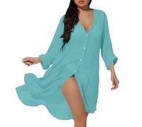 MJGkhiy Cubre traje de playa mujer largo traje de baño cubrir blanco curvy cubre trajes casual camisa bikini cover up largo playa verano piscina cubrebikini ropa ropa playa cubre, Verde, Talla única