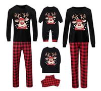MJGkhiy Juego de pijama familiar de Navidad con renos, pijamas a juego, pareja de Año Nuevo, dos piezas, pijamas navideños para toda la familia Matchati Navideño Manga Larga Pantalones Largos