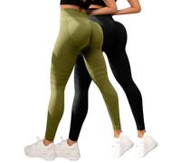 MJGkhiy Leggings de compresión 3D para mujer, antimasa, grasa, deportivos, Push Up Leggins anticelulitis, fitness, pantalones de gimnasio adelgazantes cintura alta elásticos Yoga Pants 2 Pack, Verde