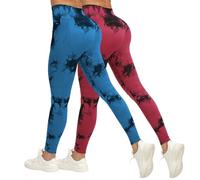 MJGkhiy Leggings de compresión 3D para mujer, antimasa, grasa, deportivos, Push Up Leggins anticelulitis, fitness, pantalones de gimnasio adelgazantes cintura alta elásticos Yoga Pants 2 Pack, azul
