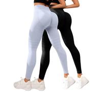 MJGkhiy Leggings de compresión 3D para mujer, antimasa, grasa, deportivos, Push Up Leggins anticelulitis, fitness, pantalones de gimnasio adelgazantes cintura alta elásticos Yoga Pants 2 Pack, Color
