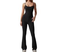 MJGkhiy Mono de mujer entero ajustado a la pata sin mangas Pelele Spaghetti correa Yoga Jumpsuit deportivo mono completo de una pieza gimnasio polainas ropa moda elástica Rompers Clubwear, Negro , L