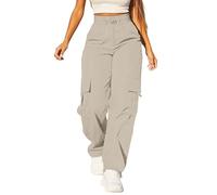 MJGkhiy Pantalones chándal mujer anchos cargo jogger pantalones de cordón ligeros cómodos largos pantalones deportivos pierna ancha cintura alta pantalones deportivos con bolsillos gimnasio fitness