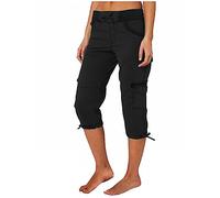MJGkhiy Pantalones de mujer Capri de verano elásticos en la cintura deportivos pantalones 3/4 tallas grandes suaves pantalones Pilates Gimnasia Pantalones y pantalones pirata cómodos Yoga Pantalones