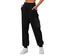 MJGkhiy Pantalones deportivos cargo mujer anchos largos jogger pantalones bolsillos ligeros casual algodón pantalones deporte senderismo pantalones chándal con cordón Yoga Fitness Gimnasio