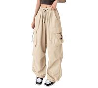 MJGkhiy Pantalones deportivos cargo mujer largos pierna ancha pantalones deportivos cintura elásticos casuales cómodos jogger pantalones entrenamiento pantalones chándal bolsillos yoga fitness jogging