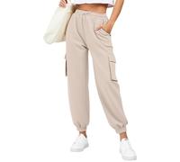 MJGkhiy Pantalones deportivos para mujer cargo anchos algodón jogger pantalones bolsillos cómodos ligeros largos pantalones deporte senderismo pantalones chándal cordón entrenamiento yoga jogging