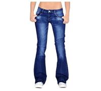 MJGkhiy - Pantalones Vaqueros de Cintura Baja para Mujer, Estilo Bootcut, Denim Elástico, Campana Amplia, Cómodos, Estilo Slim, Modelo Jean Trousers Flared, De la Marina, S