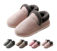 MJGkhiy Pantuflas de mujer de invierno cerradas antideslizantes pantuflas de peluche de espuma viscoelástica elegantes cálidas zapatos de casa peludos suaves slippers cómodas zapatillas, Rosa, 35 EU