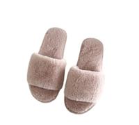 MJGkhiy Pantuflas de mujer de invierno de espuma viscoelástica peludas, antideslizantes, abiertas por delante, cómodas, de peluche, cálidas, elegantes, zapatos de casa suaves, zapatillas de invierno