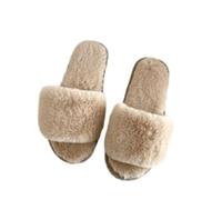 MJGkhiy Pantuflas de mujer de invierno de espuma viscoelástica peludas, antideslizantes, abiertas por delante, cómodas, de peluche, cálidas, elegantes, zapatos de casa suaves, zapatillas de invierno