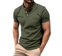 MJGkhiy Polo de hombre de manga corta Slim Fit Camisetas Cuello en V Deportiva Polo Business Camiseta Ligero Golf Polo Elegante Camiseta Ropa de Trabajo T Shirt Firmate Polo, Verde, S