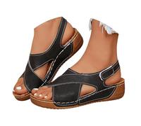 MJGkhiy Sandalias ortopédicas para mujer de verano con cuña cómodas elegantes ortopédicas sandalia con ajustable tobillo ligero suave abiertas zapatos de verano antideslizantes sandals senderismo para