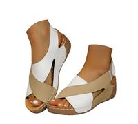 MJGkhiy Sandalias ortopédicas para mujer de verano con cuña cómodas elegantes ortopédicas sandalia con ajustable tobillo ligero suave abiertas zapatos de verano antideslizantes sandals senderismo para
