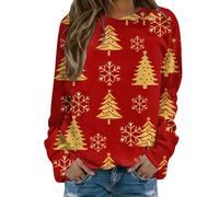 MJGkhiy Sudadera de mujer navideña, camisetas divertidas, suéter Merry Christmas cómodas, cuello redondo, camiseta navideña, camiseta de Papá Noel, suéteres navideños, familiares, renos, sudaderas