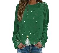 MJGkhiy Sudadera de mujer navideña, camisetas divertidas, suéter Merry Christmas cómodas, cuello redondo, camiseta navideña, camiseta de Papá Noel, suéteres navideños, familiares, renos, sudaderas