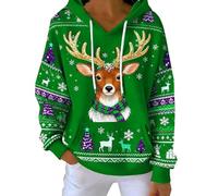 MJGkhiy Sudadera de Navidad para mujer con capucha de invierno, sudaderas navideñas divertidas, reno, suéter navideño de gran tamaño, curvo, jersey navideño de Papá Noel, camiseta roja, tallas grandes