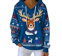 MJGkhiy Sudadera de Navidad para mujer con capucha de invierno, sudaderas navideñas divertidas, reno, suéter navideño de gran tamaño, curvo, jersey navideño de Papá Noel, camiseta roja, tallas grandes