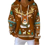 MJGkhiy Sudadera de Navidad para mujer con capucha de invierno, sudaderas navideñas divertidas, reno, suéter navideño de gran tamaño, curvo, jersey navideño de Papá Noel, camiseta roja, tallas grandes