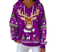 MJGkhiy Sudadera de Navidad para mujer con capucha de invierno, sudaderas navideñas divertidas, reno, suéter navideño de gran tamaño, curvo, jersey navideño de Papá Noel, camiseta roja, tallas grandes