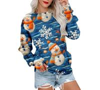 MJGkhiy Sudadera para mujer con diseño de Papá Noel, cómoda, cuello redondo, ideal para Navidad, con diseño de reno, color rojo, turquesa, L