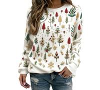 MJGkhiy Sudadera para mujer con diseño de Papá Noel, con texto "Merry Christmas" y curvado, cuello redondo, suéter de Navidad rojo, sudaderas sin capucha, feo, camisetas divertidas para Navidad