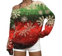 MJGkhiy Sudadera para mujer con diseño navideño rojo, cómodo al aire libre, sudaderas sin capucha, feo, camisetas divertidas, jerséis navideños, Un, 3XL