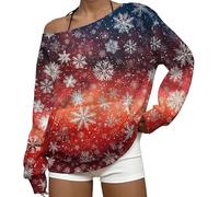 MJGkhiy Sudadera para mujer con diseño navideño rojo, cómodo al aire libre, sudaderas sin capucha, feo, camisetas divertidas, jerséis navideños, De B, XXL