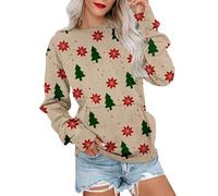 MJGkhiy Sudadera para mujer de Navidad, jersey de Papá Noel, con diseño de Papá Noel, con diseño de Papá Noel, con texto "Merry Christmas" y curvado, con cuello redondo, verde caqui, XXL