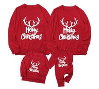 MJGkhiy Sudaderas navideñas para familia, suéter navideño, camisetas de manga larga, sudadera sin capucha, conjunto de suéteres navideños para familia, Christmas Sweatshirt, jersey navideño rojo