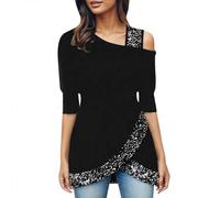 MJGkhiy Top de mujer elegante con lentejuelas plateadas cuello en V Tops strass Año Nuevo Camisa Curvy Manga Larga Camisetas Tallas Grandes Brillantini Blusa Navidad Glitter Oro Camiseta Ceremonia T