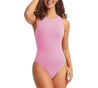 MJGkhiy Traje de baño de una pieza para mujer brasileña con curvas y cuello en V para surf, traje de natación, playa, playa, bañador de contención, copas acolchadas monokini swimsuit, Rosa, S