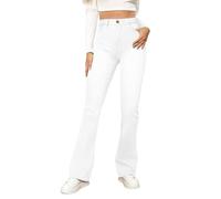MJGkhiy Vaqueros Mujer Cintura Alta Ligeros Curvy Skinny Pantalones de Denim Elástico Cómodos Flared Fit Jeans con Bolsillos Bootcut Jean Pantalón Elefante Campana Slim, Color blanco., L