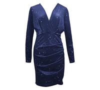 MJGkhiy Vestido Corto Lentejuelas Mujer Curvy Vestidos de Ceremonia Elegante Verde Vestido de Navidad Mangas Largas Vestido de Año Nuevo Rojo Cuello en V Vestidos de Novia Fiesta Negro Vestido de