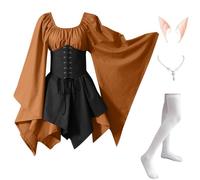 MJGkhiy Vestido medieval de mujer guerrera elegante vestidos cosplay vikingo gótico vestido renacentista Halloween vestido carnaval Steampunk disfraz princesa fiesta vestido victoriano corto noche
