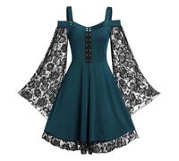 MJGkhiy Vestido medieval de mujer popolana vintage vestido victoriano corto Halloween vestido renacentista gótico disfraz princesa steampunk vestido carnaval fiesta ropa cosplay viking ceremonia
