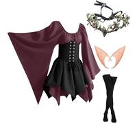 MJGkhiy Vestido medieval de mujer popolana vintage vestidos cosplay vikingo gótico vestido victoriano corto Halloween vestido carnaval Steampunk disfraz princesa ceremonia vestido renacentista noche
