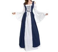 MJGkhiy Vestido medieval para mujer, estilo popolano, elegante, para cosplay, vikingo, gótico, para carnaval, steampunk, disfraz de princesa, Halloween, vestido renacentista, ceremonia, vestido