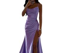 MJGkhiy Vestidos Mujer Elegantes Largos Curvy Lentejuelas Ceremonia Vestido Carnaval Glitter Vestido Navidad Nochevieja Vestidos Boda Vestidos Brillantini Dress Cumpleaños Vestido 2025, morado, S