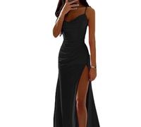 MJGkhiy Vestidos Mujer Elegantes Largos Curvy Lentejuelas Ceremonia Vestido Carnaval Glitter Vestido Navidad Nochevieja Vestidos Boda Vestidos Brillantini Dress Cumpleaños Vestido 2025, Negro , L