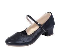 MJGkhiy Zapatos Baile Latino Mujer Cerrados Tacón Bajo Zapato Brillantes para Bailar Comodos Sandalias Tango De Salsa Y Bachata Calzado para Fiesta Evento Sapatos Ajustable Tobillo Hebilla