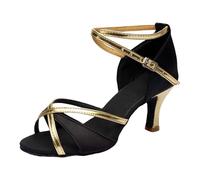 MJGkhiy Zapatos Baile Latino Mujer Tacón Bajo Zapato Latinos para Bailar Tacon Pequeño Comodos Sandalias Jazz De Salsa Y Bachata Sandals Ballroom De Práctica Calzado Ajustable Tobillo Hebilla