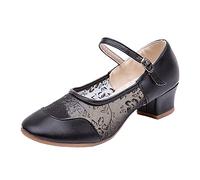 MJGkhiy Zapatos De Baile Latino Mujer Cerrados Tacón Bajo Zapato Brillantes para Bailar Comodos Puntera Cerrada Sandalias Tango Bachata Sapatos Ballroom De Práctica Sandals con Correa En El Tobillo